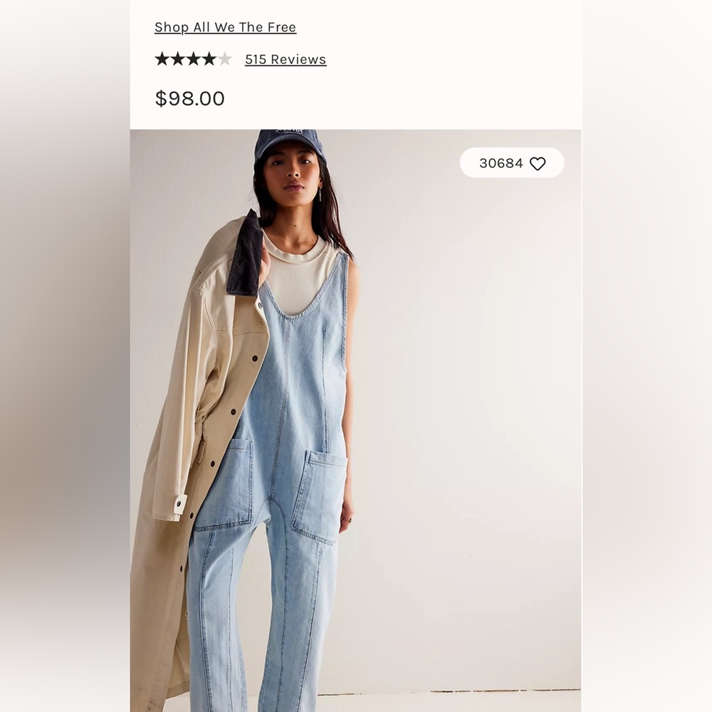 Free People Women's Denim Overalls